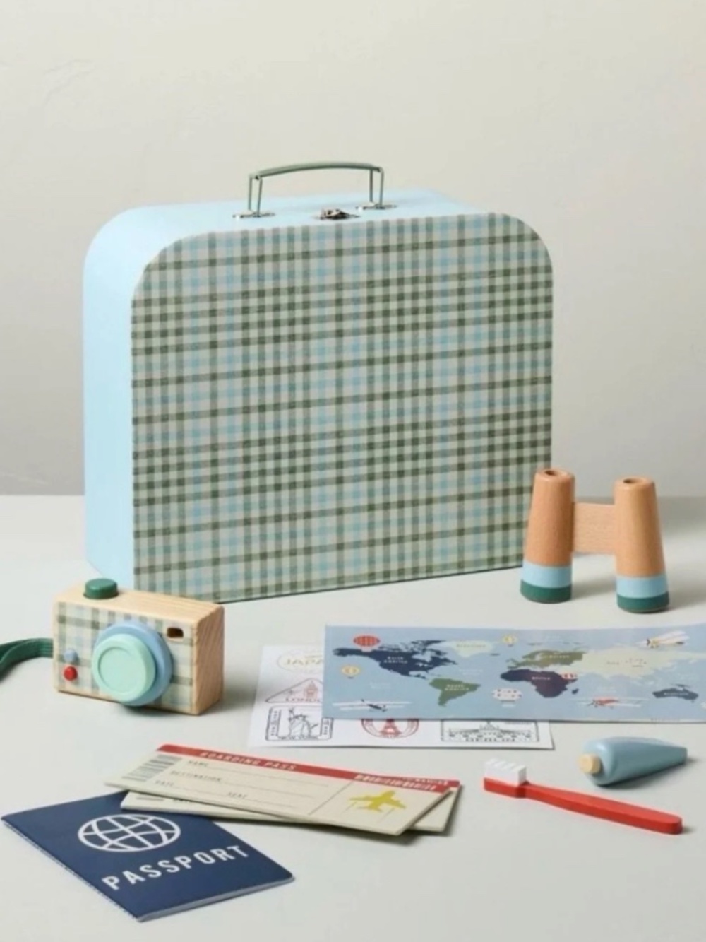 NWT Hearth & Hand Toy Suitcase Travel Accessories & Passport